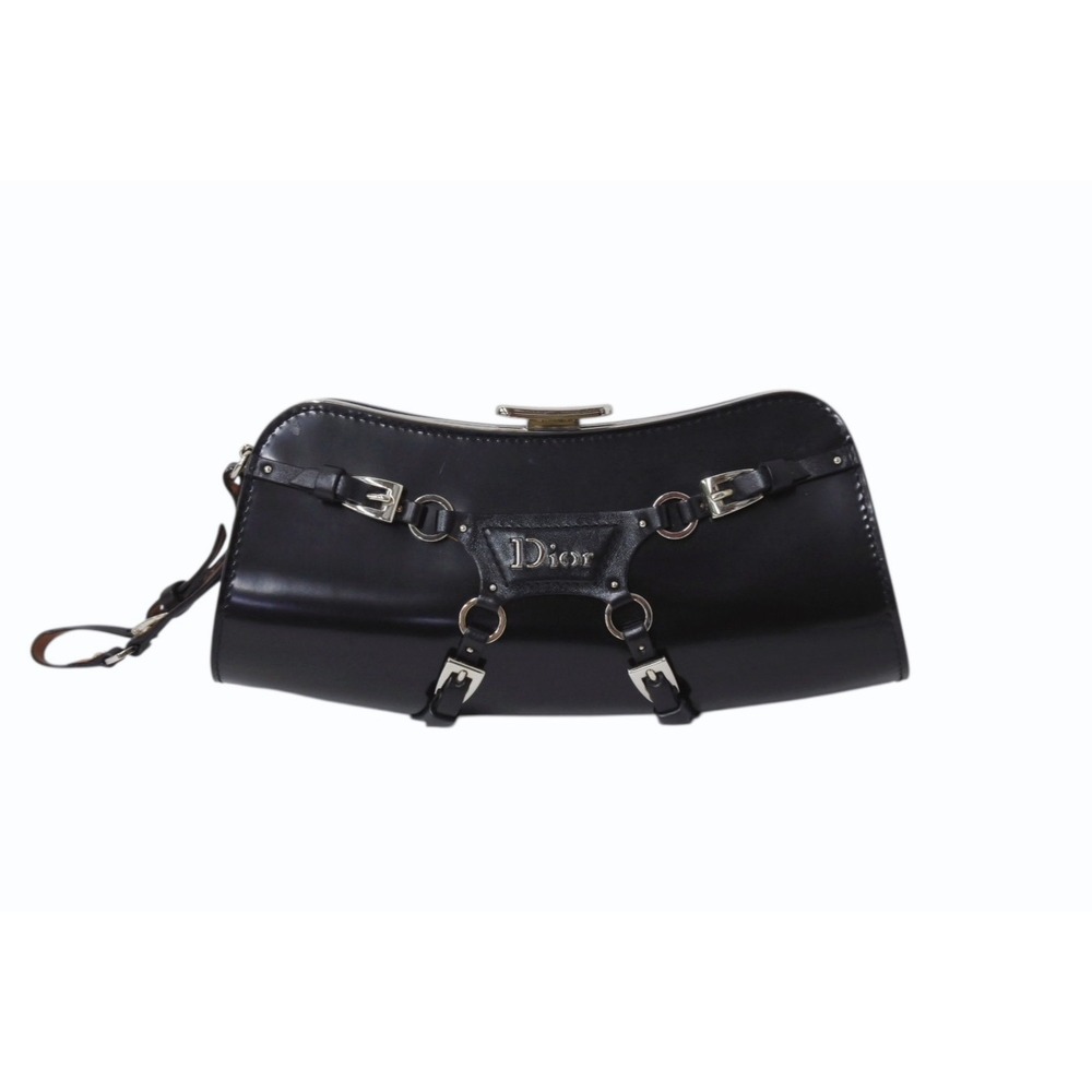 Christian Dior Bondage Clutch Bag Black Galliano